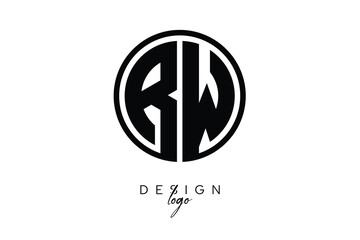 RW Circular Monogram Logo Modern Black & White Emblem for Luxury Branding & Elegant Visual Identity