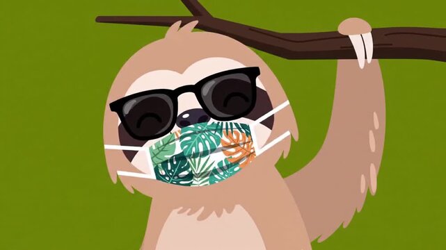 Sloth wearing mask illustration