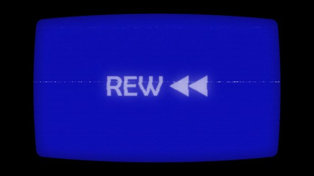 Analog Old TV Rewind Display Retro Blue Screen Animation Static Noise Effect