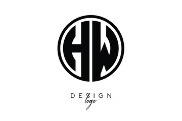 HW Circular Monogram Logo Modern Black & White Emblem for Luxury Branding & Elegant Visual Identity