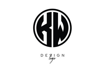 KW Circular Monogram Logo Modern Black & White Emblem for Luxury Branding & Elegant Visual Identity