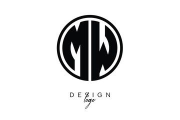 MW Circular Monogram Logo Modern Black & White Emblem for Luxury Branding & Elegant Visual Identity
