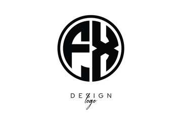 FX Circular Monogram Logo Modern Black & White Emblem for Luxury Branding & Elegant Visual Identity