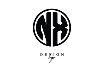 NX Circular Monogram Logo Modern Black & White Emblem for Luxury Branding & Elegant Visual Identity