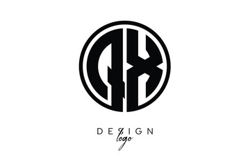 QX Circular Monogram Logo Modern Black & White Emblem for Luxury Branding & Elegant Visual Identity