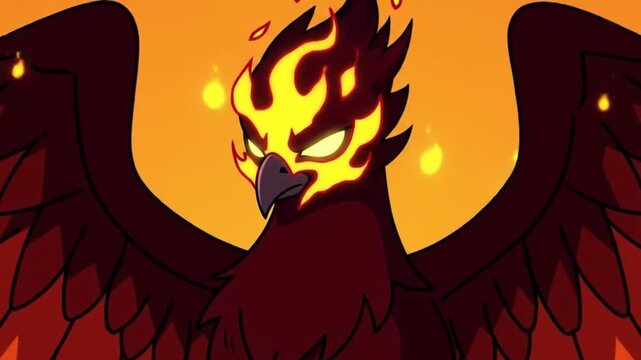 Fiery phoenix illustration