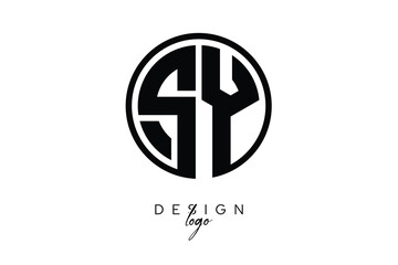 SY Circular Monogram Logo Modern Black & White Emblem for Luxury Branding & Elegant Visual Identity