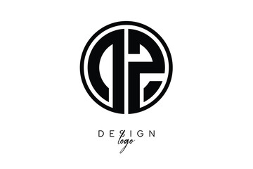 DZ Circular Monogram Logo Modern Black & White Emblem for Luxury Branding & Elegant Visual Identity