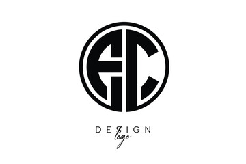 EC Circular Monogram Logo Modern Black & White Emblem for Luxury Branding & Elegant Visual Identity