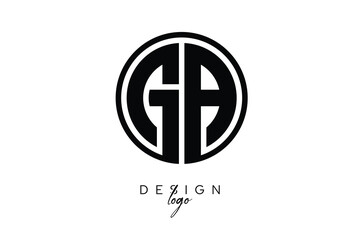 GA Circular Monogram Logo Modern Black & White Emblem for Luxury Branding & Elegant Visual Identity