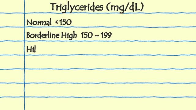 Hand Drawn Triglycerides Levels Infographic, Typewriter Text Animation with Blinking Cursor