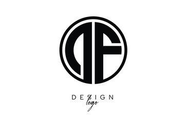 DF Circular Monogram Logo Modern Black & White Emblem for Luxury Branding & Elegant Visual Identity