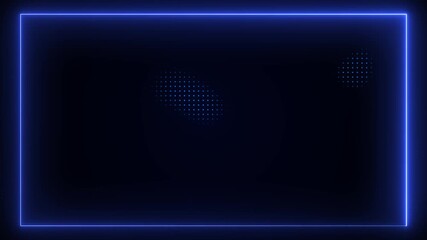 Neon Glowing Frame with Halftone Dots Background Animation