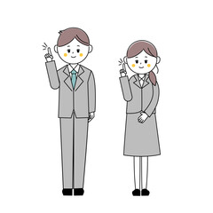 ポイントを伝えるスーツ姿の男女のイラスト
