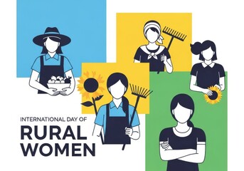 Naklejka premium Rural Women Celebrating International Day of Rural Women in Colorful Illustration