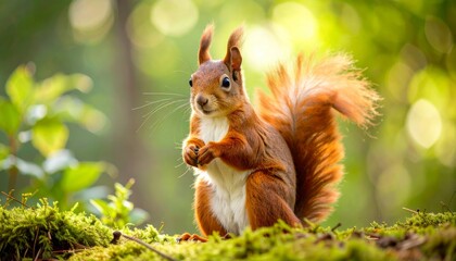 Obraz premium Red Squirrel in the forest