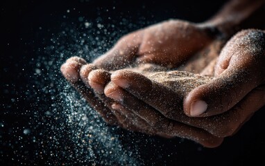 Hands releasing sand
