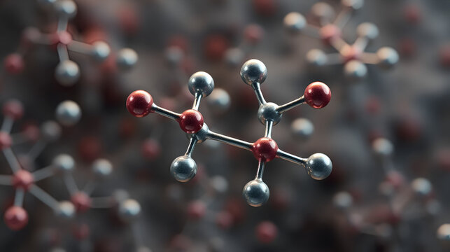 dinitrogen pentoxide molecular structure, 3d model molecule, nitrogen oxide, structural chemical formula view from a microscope