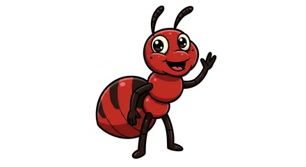 Cartoon friendly red ant illustration