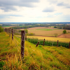 Obraz premium Landscape view of historic battle ground fences and cornfields in Maryland, America
