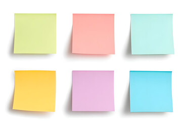A collection of colorful sticky notes arranged in a grid. Ideal for organization, reminders, or brainstorming sessions in a creative workspace.