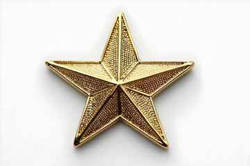 Obraz premium A close-up of a golden star emblem, showcasing intricate details and textures, symbolizing achievement, excellence, and recognition in various contexts.