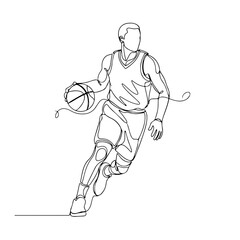 Fototapeta premium basketball player simple aesthetic continuous one line art, vector illustration, isolated on white background