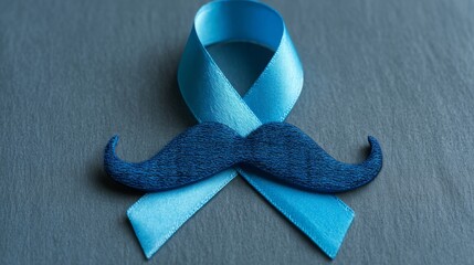 November Prostate Cancer Awareness month. Blue Ribbon with mustache for supporting people living and illness. Healthcare, International men, Father and World cancer day concept.
