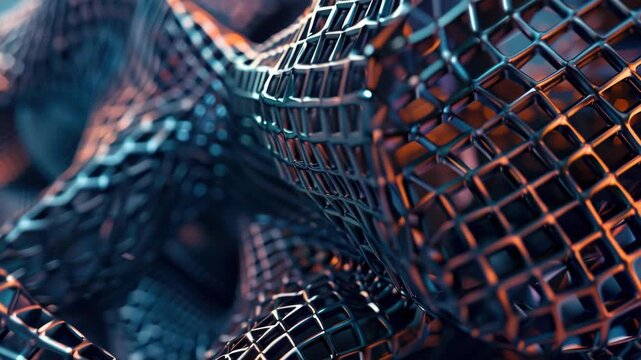 Highly detailed digital artwork showcasing a complex, interlocking pattern of geometric shapes.