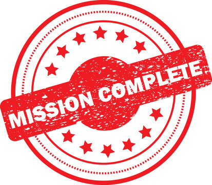 Mission Complete Grunge Rubber Stamp - Red Achievement Seal