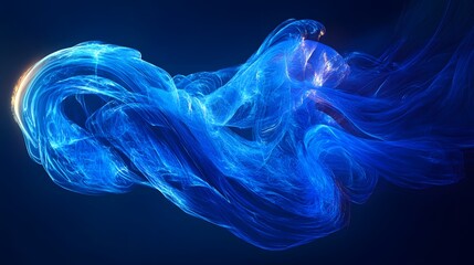 Fototapeta premium Abstract swirling blue design against a dark background.