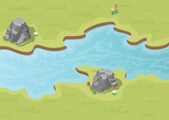 flowing river with plant