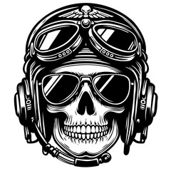Retro Pilot Skull Design – Aviation Themed Vector Illustration