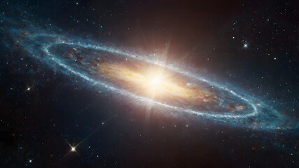 Obraz premium Stunning spiral galaxy with glowing rings in deep space