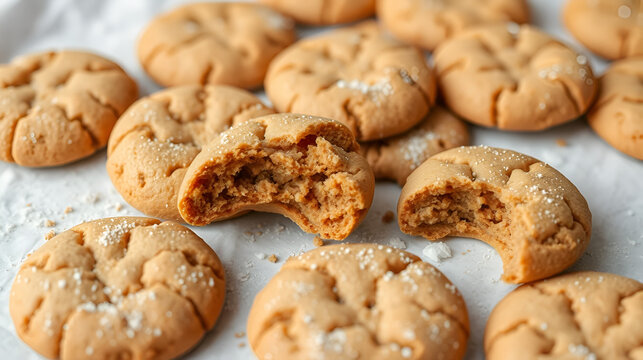 soft ginger spiced cookies , halved texture