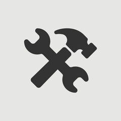 Vector Simple Isolated Hammer and Wrench Icon