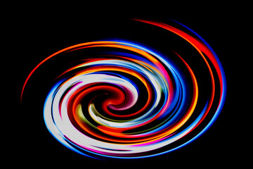 黒バックの中に浮かぶカラフルな光の渦