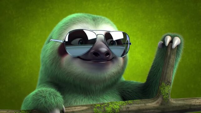 Cartoon sloth wearing sunglasses