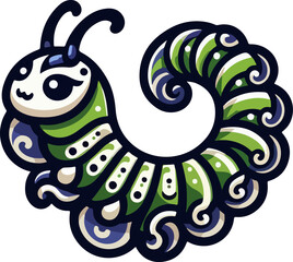 Cute_Cartoon_Caterpillar_Illustration_in_Ornamental_Decorative_Style