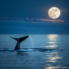 Naklejka premium dolphin in the night