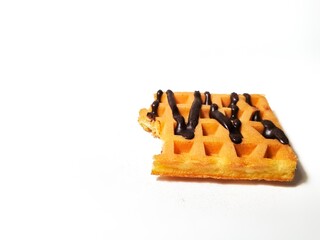 Soft waffle with melted chocolate topping