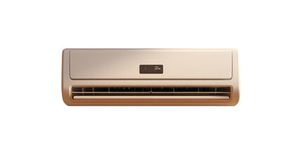 White Air Conditioner on Beige Wall Close-Up