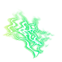 Green lightning zigzag light effect with transparent background
