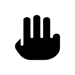 Stylized black hand with three fingers extended upward on a white background in a simple vector image