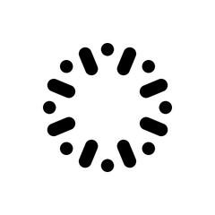 Circular arrangement of black rounded rectangles and circles creating a loading animation effect image