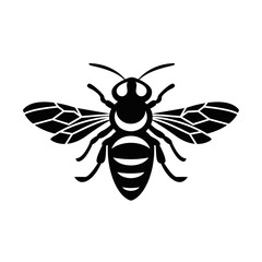 Black and White Bee Silhouette Vector Illustration