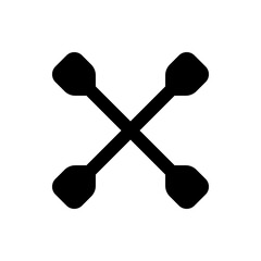 Black intersecting bars with rounded rectangular ends forming an x shape on a white background design element