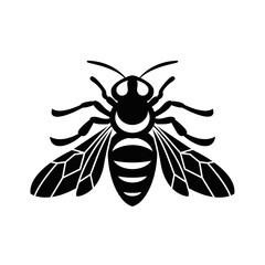 Simple Black and White Bee Vector Icon Illustration