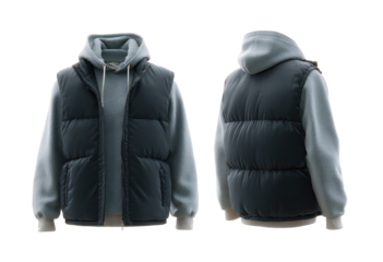 Black Puffer Vest Winter Clothing Mockup