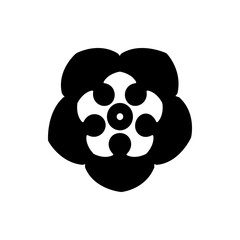 Black silhouette illustration of a ticket with rounded corners and a small top portion visible above it